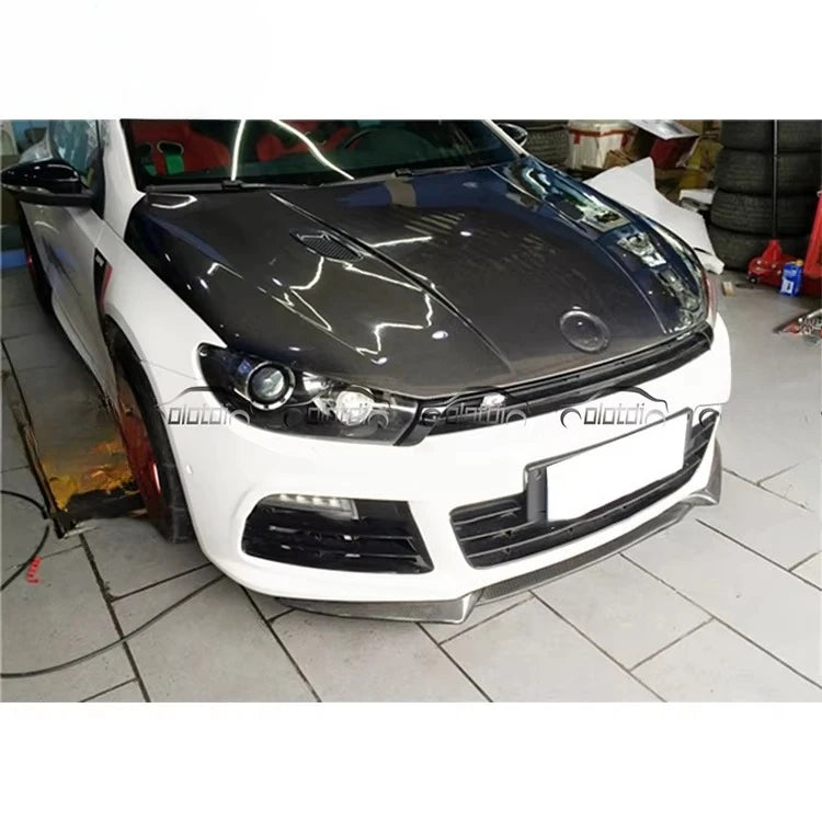 Car Carbon Fiber Front Bumper Lip Chin Spoiler Winglet Splitter For VW Scirocco R 2009-2014