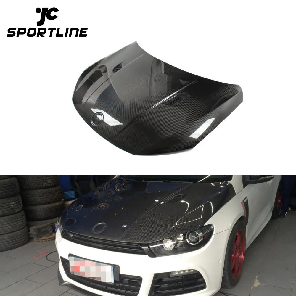 R Style Carbon Fiber Engine Trunk Hoods for VW Scirocco