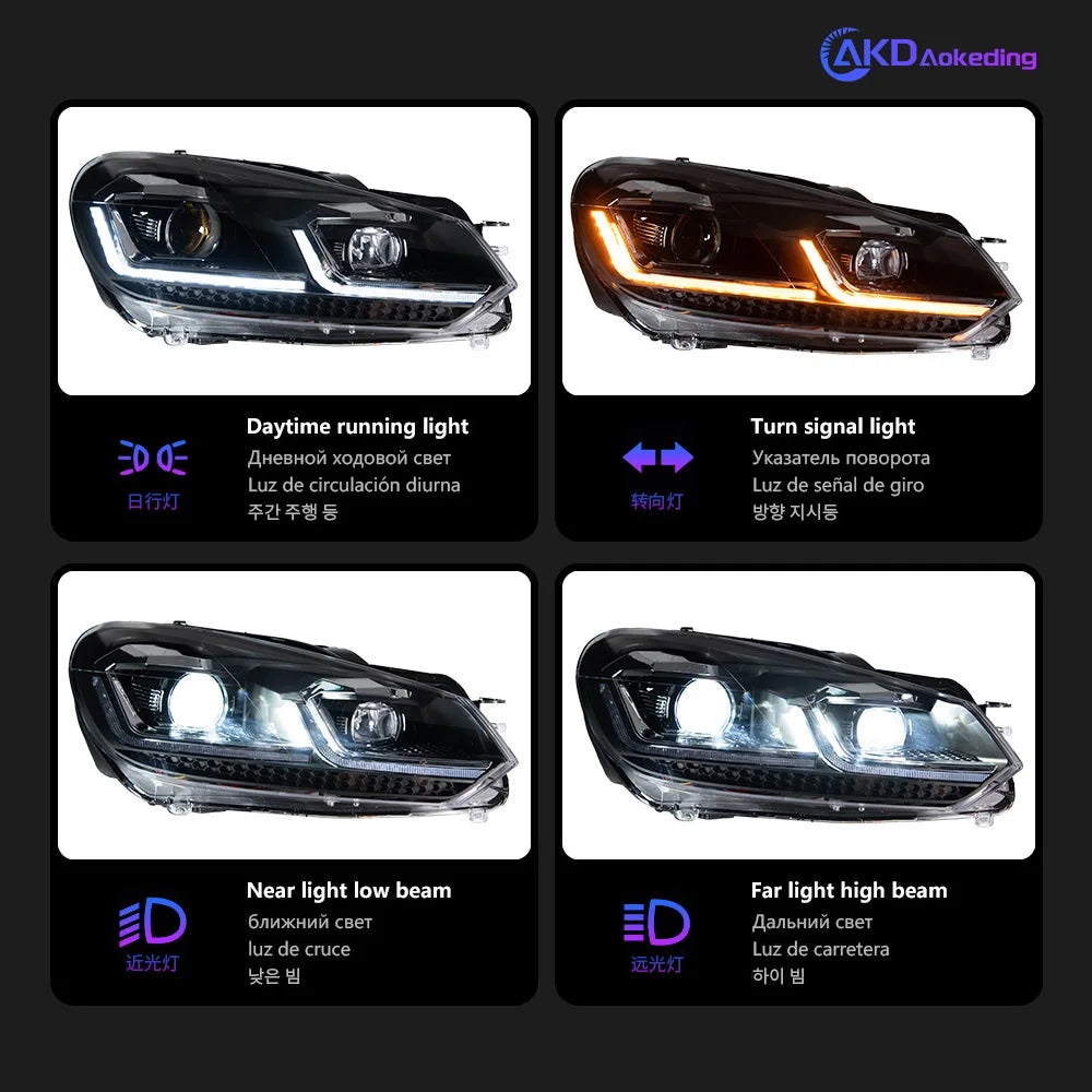 VW MK6 LED Headlights, MK7.5 Style