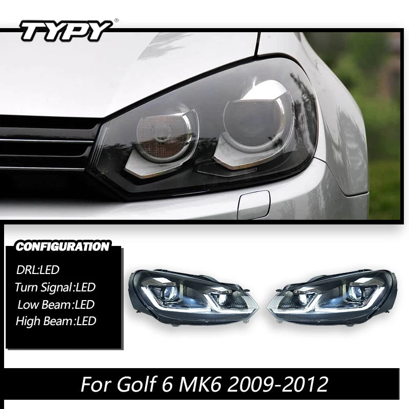 VW MK6 LED Headlights, MK7.5 Style