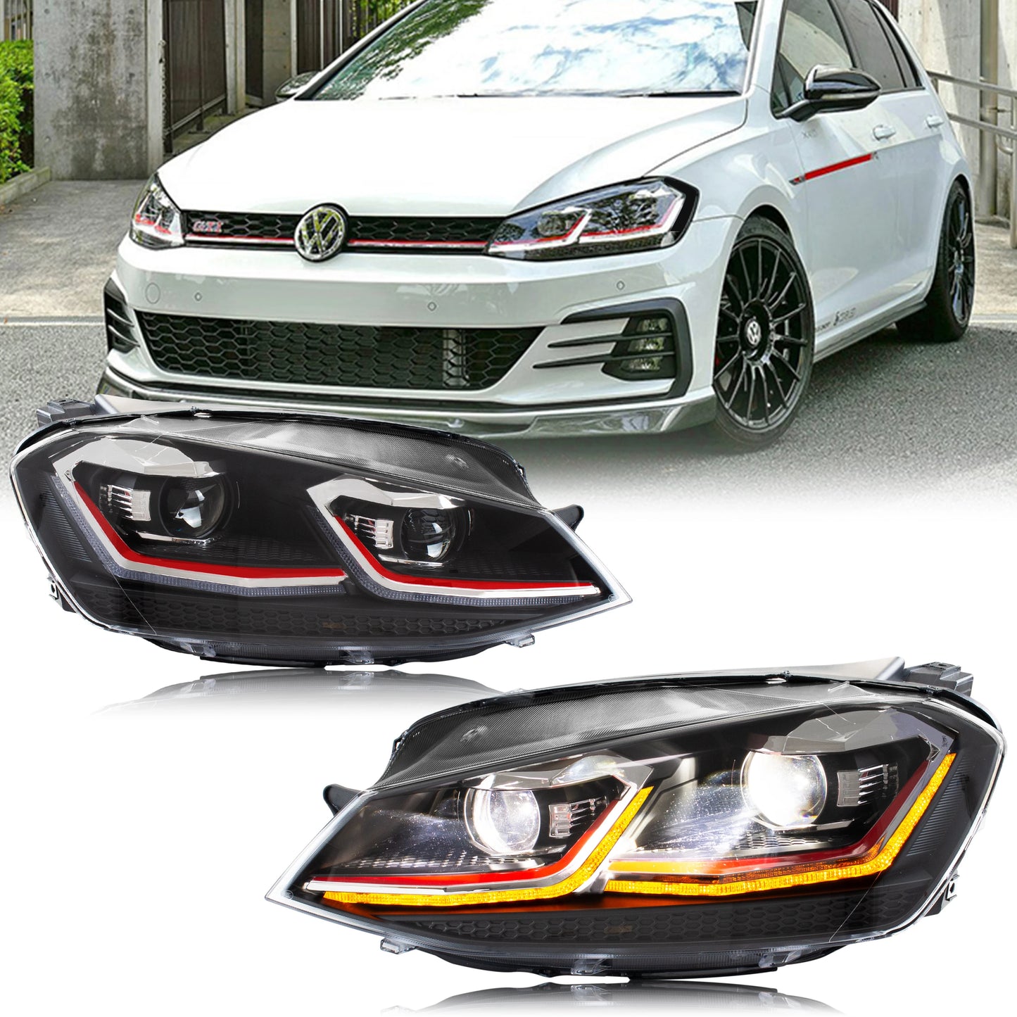 VW MK7/7.5 LED Headlights, MK7.5 Style - Stock Halogen ONLY